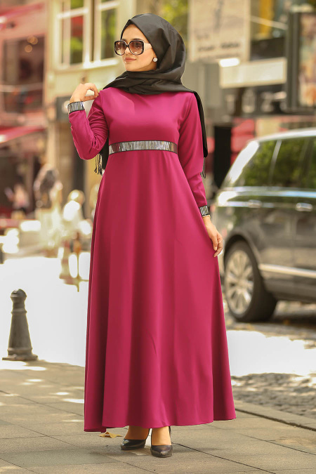 Nayla Collection - Fuşya Tesettür Elbise 79180F
