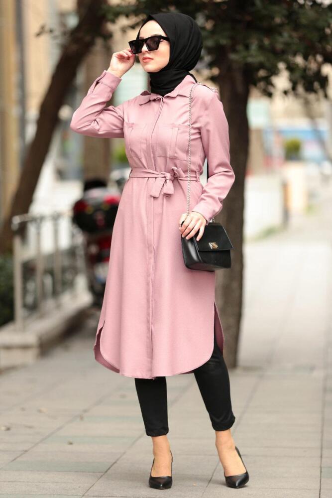 Nayla Collection - Gizli Düğmeli Gül Kurusu Tesettür Tunik 5444GK - 1