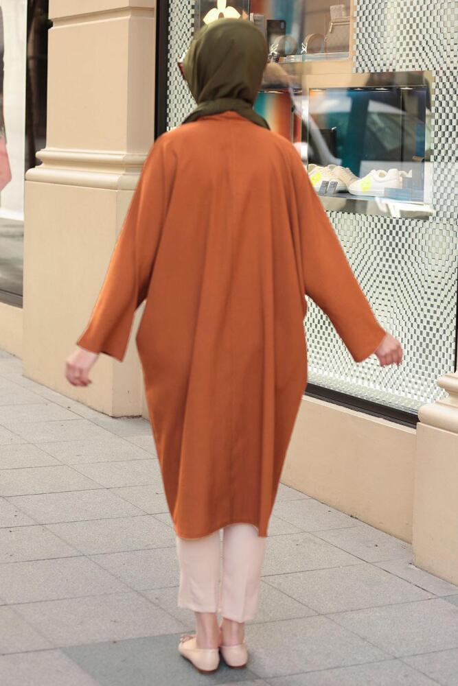 Nayla Collection - Gizli Düğmeli Taba Tesettür Tunik 5003TB - 2