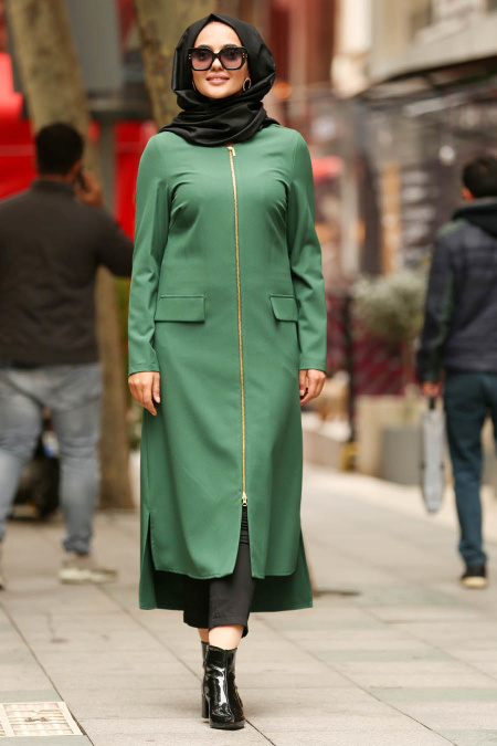 Nayla Collection - Green Hijab Coat 612Y