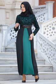 Nayla Collection - Green Hijab Dress 4109Y - Thumbnail
