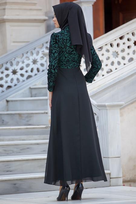 Nayla Collection - Green Hijab Dress 4109Y - 3