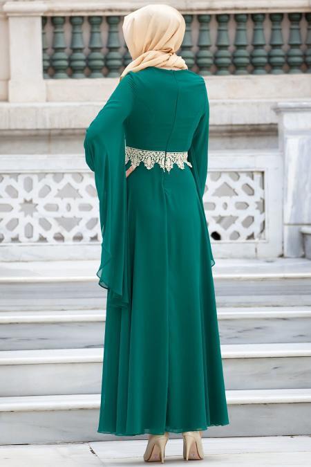 Nayla Collection - Green Hijab Dress 4173Y - 3