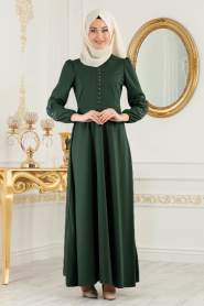 Nayla Collection - Green Hijab Dress 42140Y - Thumbnail