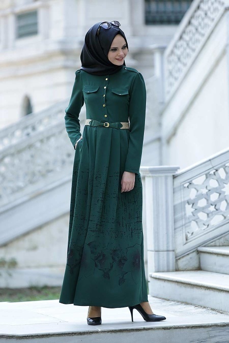 Nayla Collection - Green Hijab Dress 5270Y