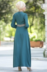 Nayla Collection - Green Hijab Dress 5286Y - Thumbnail