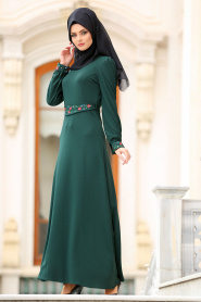 Nayla Collection - Green Hijab Dress 76370Y - Thumbnail