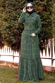 Nayla Collection - Green Hijab Dress 8405Y - Thumbnail