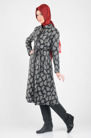 Nayla Collection - Grey Hijab Coat 1022-01GR - Thumbnail