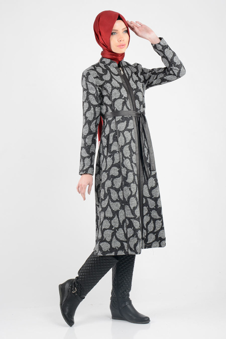 Nayla Collection - Grey Hijab Coat 1022-01GR