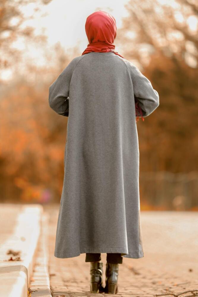 Nayla Collection - Grey Hijab Coat 5420GR - 2