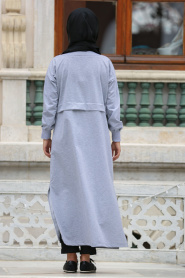 Nayla Collection - Grey Hijab Coat 8058GR - Thumbnail