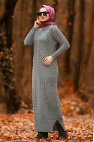 Nayla Collection - Grey Hijab Dress 2111GR - Thumbnail