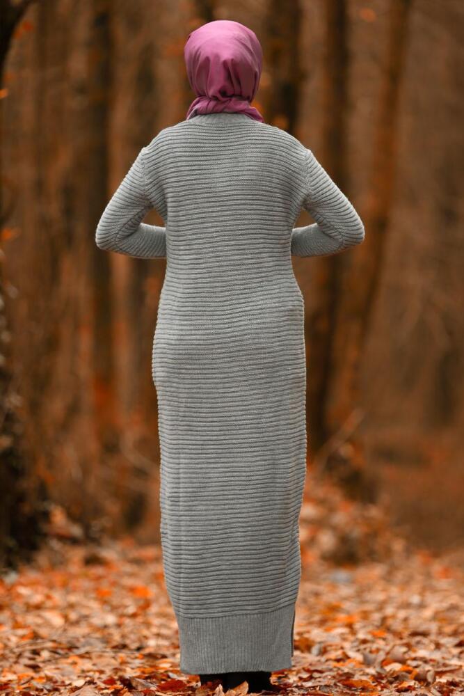 Nayla Collection - Grey Hijab Dress 2111GR - 3