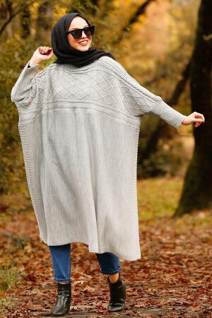 Nayla Collection - Grey Hijab Poncho 21040GR - 1