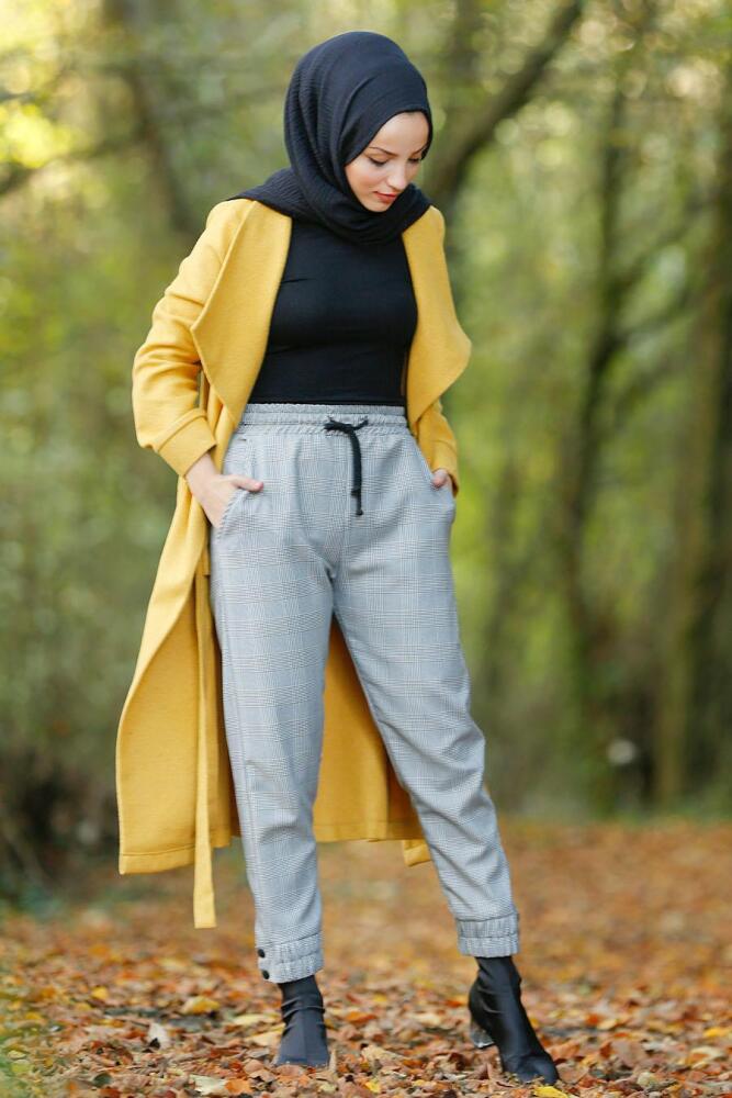 Nayla Collection - Grey Hijab Trousers 9098GR - 1