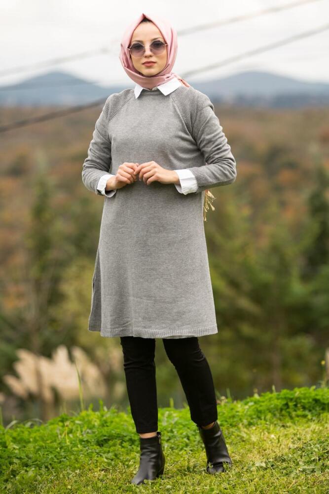 Nayla Collection - Grey Hijab Tunic 20120GR - 1