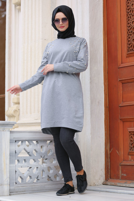 Nayla Collection - Grey Hijab Tunic 76470GR