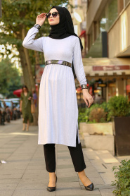 -Nayla Collection - Grey Hijab Tunic 79190GR - Thumbnail