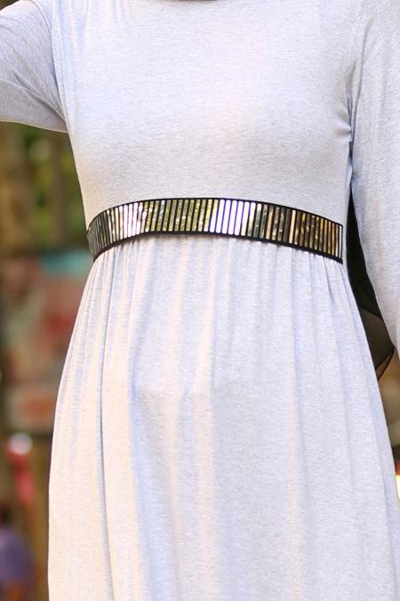 -Nayla Collection - Grey Hijab Tunic 79190GR - 2