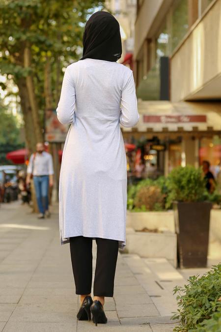 -Nayla Collection - Grey Hijab Tunic 79190GR - 3