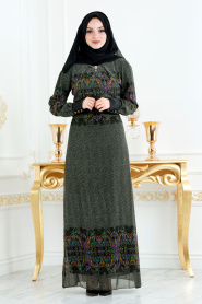 Nayla Collection - Gri Tesettür Elbise 2025GR - Thumbnail