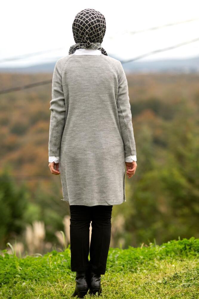 Nayla Collection - Gri Tesettür Triko Tunik 20220GR - 2