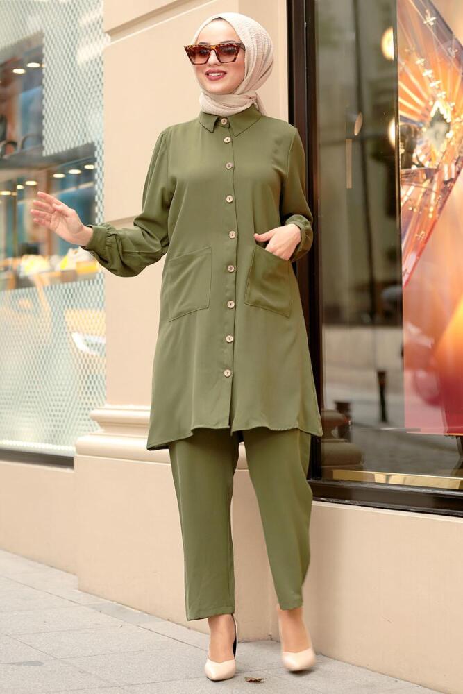 Nayla Collection - Haki İkili Tesettür Takım 31320HK - 2