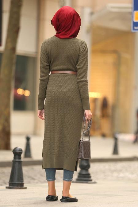 Nayla Collection - Haki Tesettür Triko Tunik 15436HK - 2