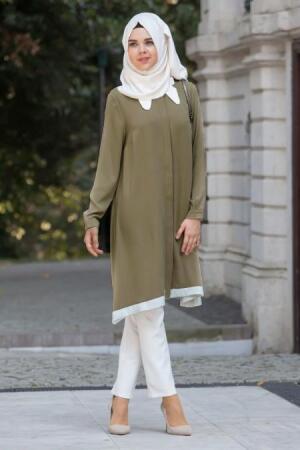 Nayla Collection - Haki Tesettür Tunik 1085HK - 1