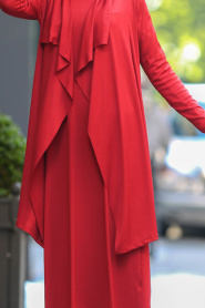 Nayla Collection - İkili Bordo Tesettür Elbise 2354BR - Thumbnail