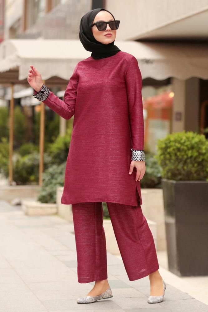 Nayla Collection - İkili Bordo Tesettür Takım 5442BR - 1