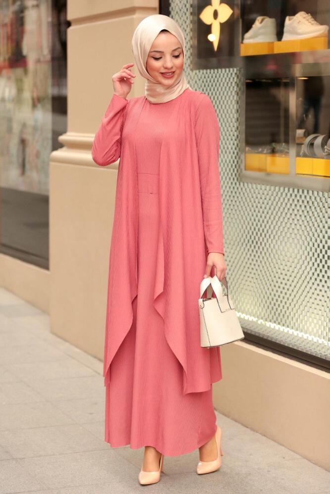 Nayla Collection - İkili Gül Kurusu Tesettür Takım 8011GK - 1
