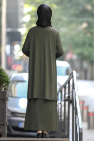 Nayla Collection - İkili Haki Tesettür Elbise 2354HK - Thumbnail