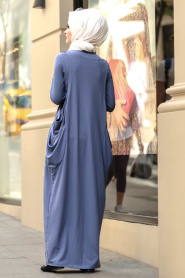 Nayla Collection - İkili İndigo Mavisi Tesettür Elbise 956IM - Thumbnail