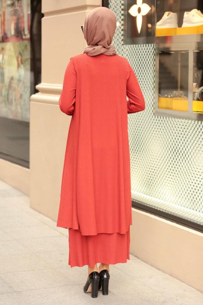 Nayla Collection - İkili Kiremit Tesettür Takım 8011KRMT - 2