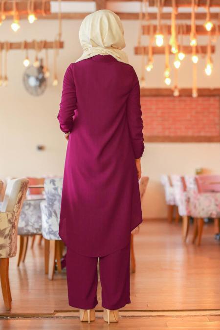 Nayla Collection - İkili Mürdüm Tesettür Takım 5044MU - 2