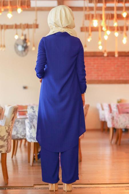 Nayla Collection - İkili Sax Mavisi Tesettür Takım 5044SX - 2
