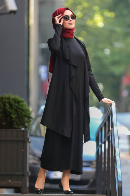 Nayla Collection - İkili Siyah Tesettür Elbise 2354S