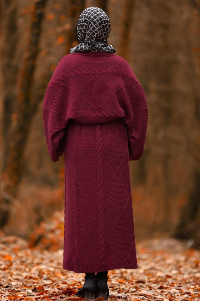 Nayla Collection - İkili Triko Bordo Tesettür Takım 2110BR - 2
