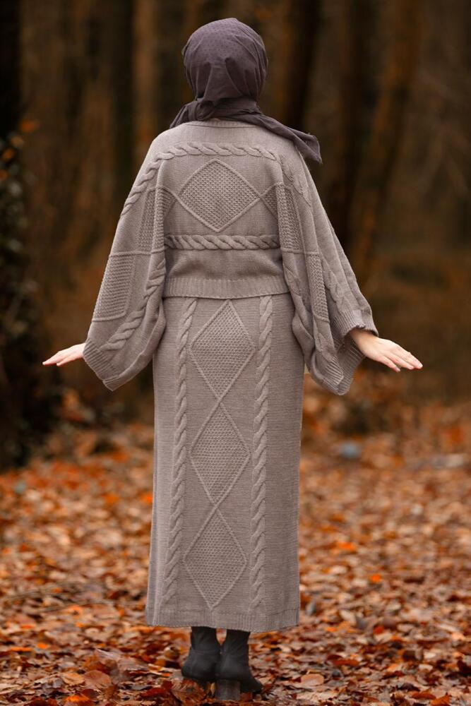 Nayla Collection - İkili Triko Vizon Tesettür Takım 2110V - 3