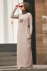 Nayla Collection - İkili Vizon Tesettür Elbise 956V - Thumbnail