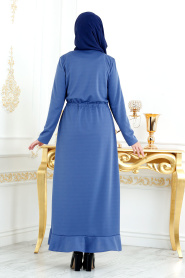 Nayla Collection - Indigo Blue Hijab Dress 2090IM - Thumbnail