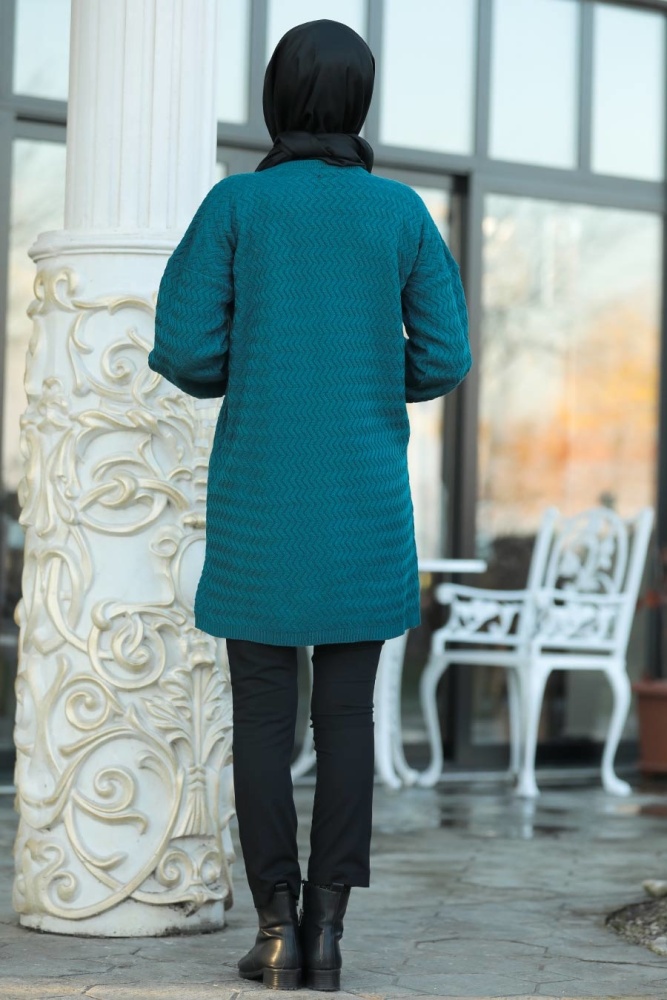 Nayla Collection - Indigo Blue Hijab Knitwear Tunic 2108IM - 3