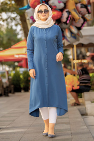 Nayla Collection - Indigo Blue Hijab Tunic 53140IM - Thumbnail