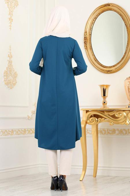 Nayla Collection - İndigo Mavisi Tesettür Tunik 79521IM - 3