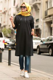 Nayla Collection - Kapşonlu Siyah Tesettür Sweatshirt & Tunik 7006S - Thumbnail