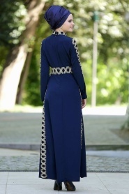 Nayla Collection - Lacivert Tesettür Elbise 5278L - Thumbnail