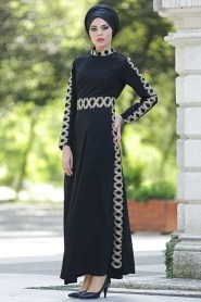 Nayla Collection - Siyah Tesettür Elbise 5278S - Thumbnail
