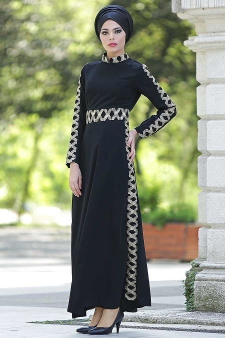 Nayla Collection - Siyah Tesettür Elbise 5278S